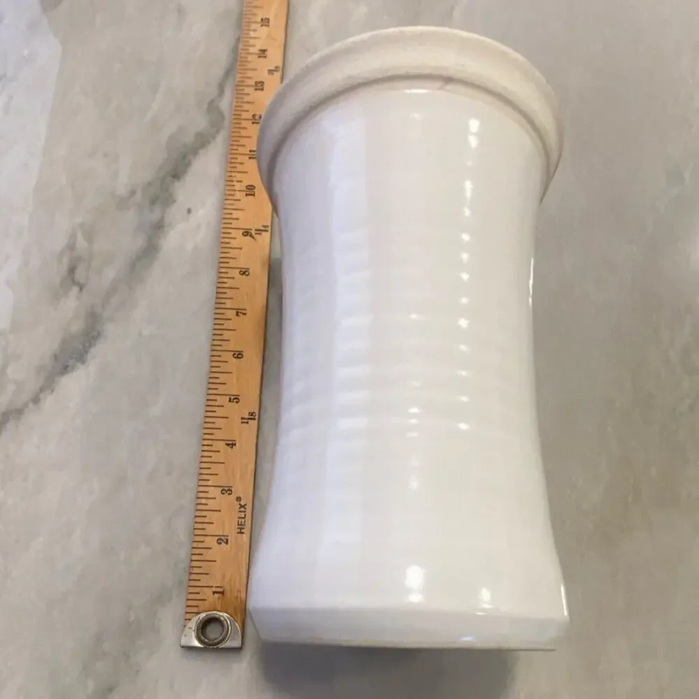 Contemporary Pottery Handmade Hand Painted Pottery Leaf Vase 11 in USA White